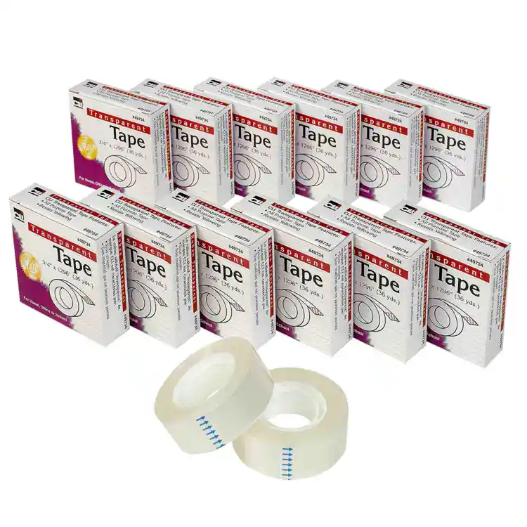 Transparent Tape, ¾"W, 12 Rolls