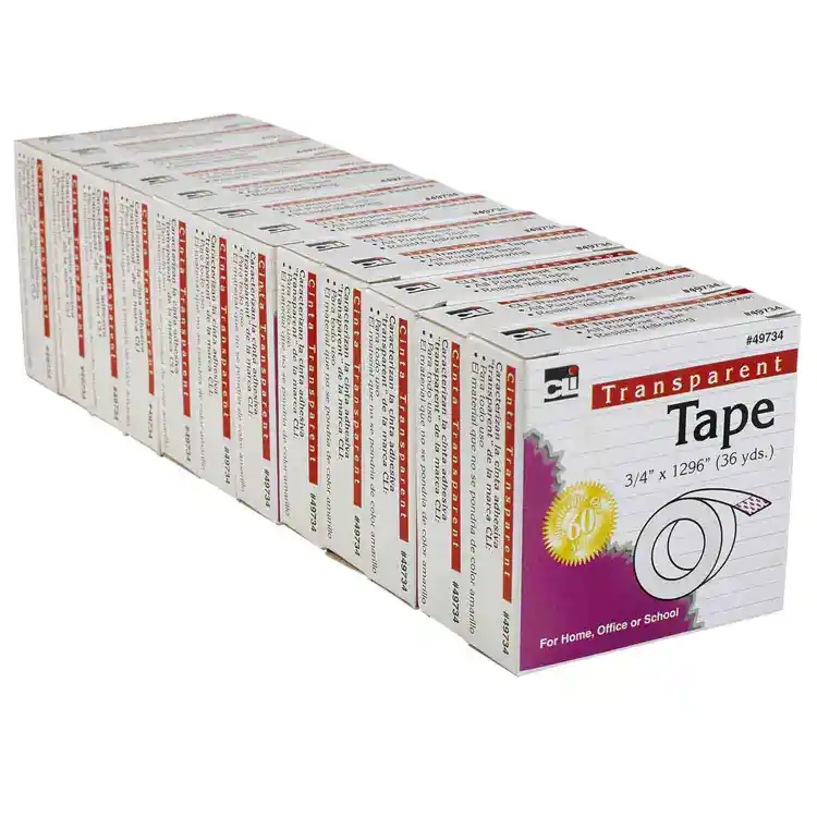 Transparent Tape, ¾"W, 12 Rolls