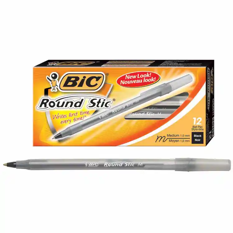 Bic® Medium Point Round Stic® Pens, Black