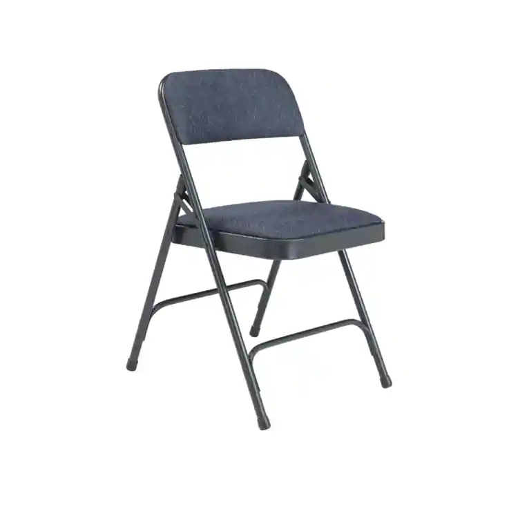 Upholstered Fabric Folding Chairs (Please order in multiples of 4), Blue/Blue