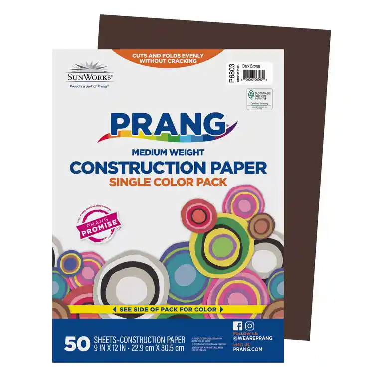 Prang® Sunworks® Construction Paper, 9" x 12", Dark Brown