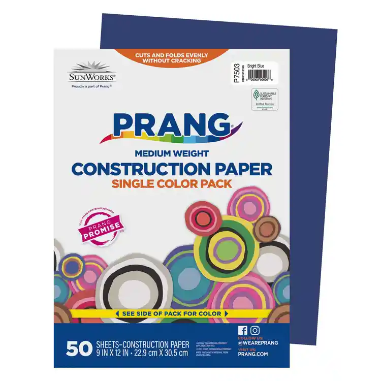 Prang® Sunworks® Construction Paper, 9" x 12", Bright Blue