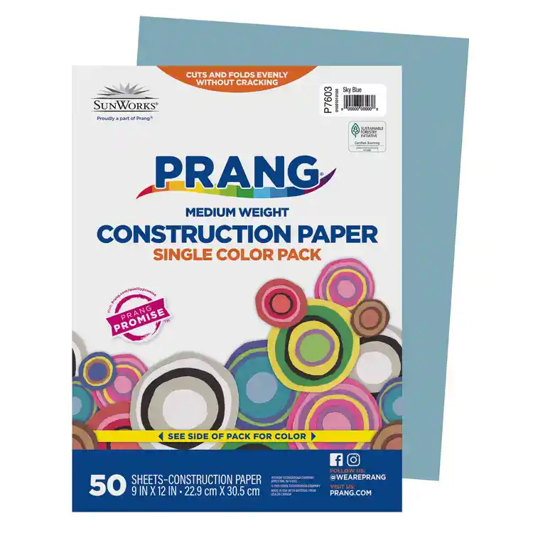 Prang® Sunworks® Construction Paper, 9" x 12", Sky Blue