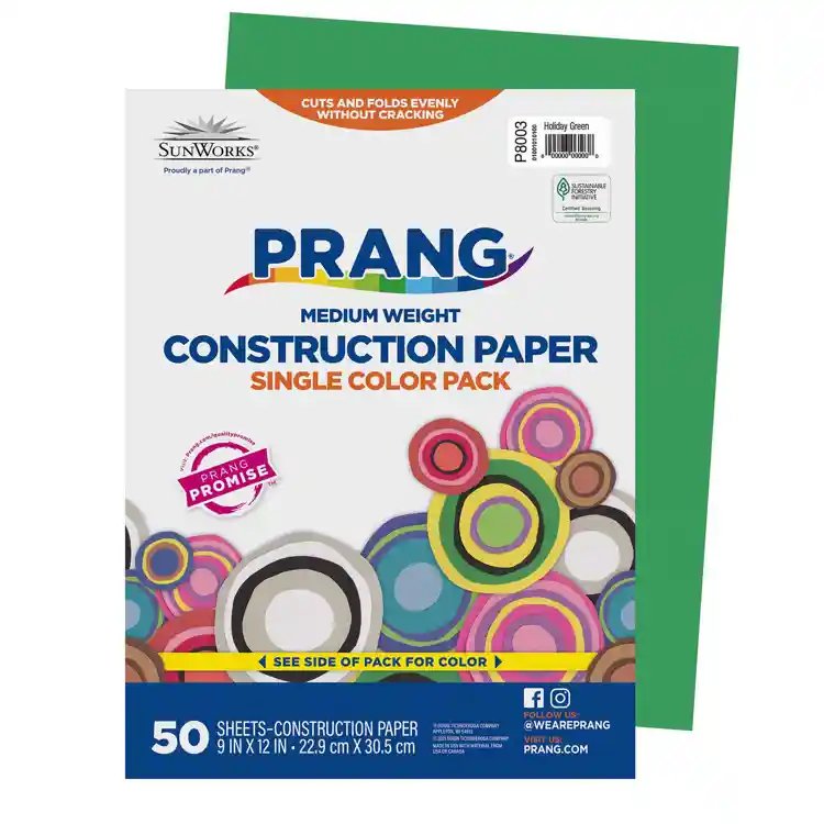 Prang® Sunworks® Construction Paper, 9" x 12", Holiday Green