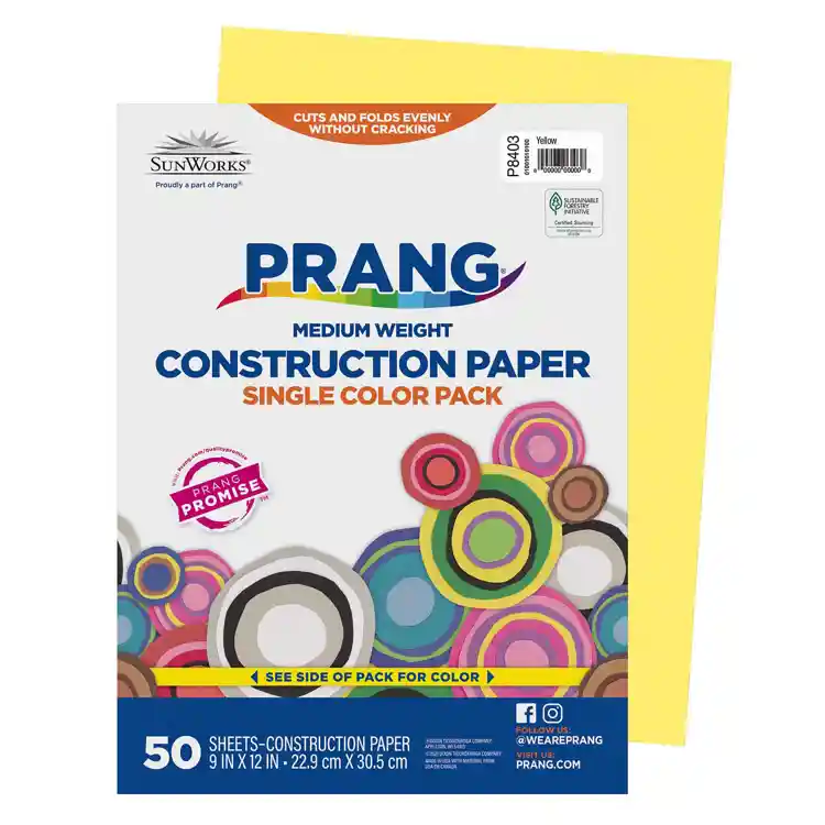 Prang® Sunworks® Construction Paper, 9" x 12", Yellow