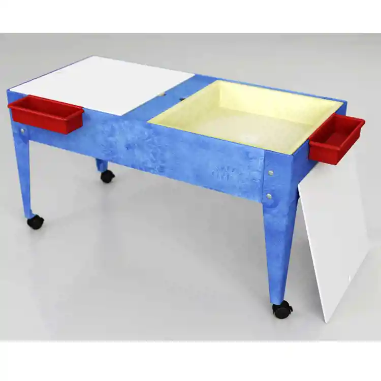 Double Mite Sensory Activity Table, Blue, 24"H Standard Height, with Casters